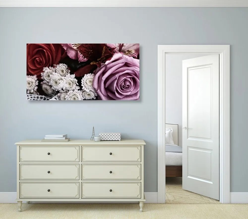 Stampa su tela – Bouquet di rose in stile retrò