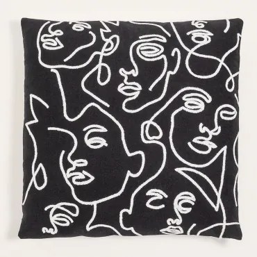 Cuscino quadrato in cotone (45x45 cm) Neis Bianco - Nero - Sklum