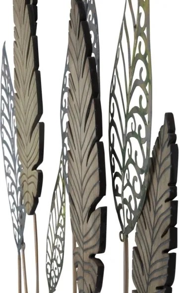 Pannello Decorativo In Ferro E Legno Foglie 75x2,5x87 Cm Oro E Argento Ver.C