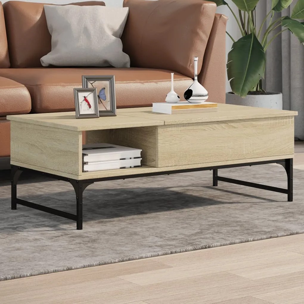 Tavolino Salotto Rovere Sonoma 100x50x35 Cm Multistrato Metallo /