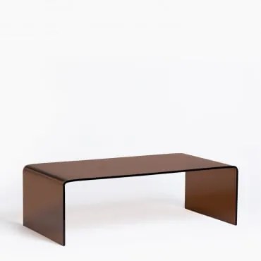 Tavolino In Vetro Trasparente (110x55 Cm) Criss Marrone Caramello - Sklum