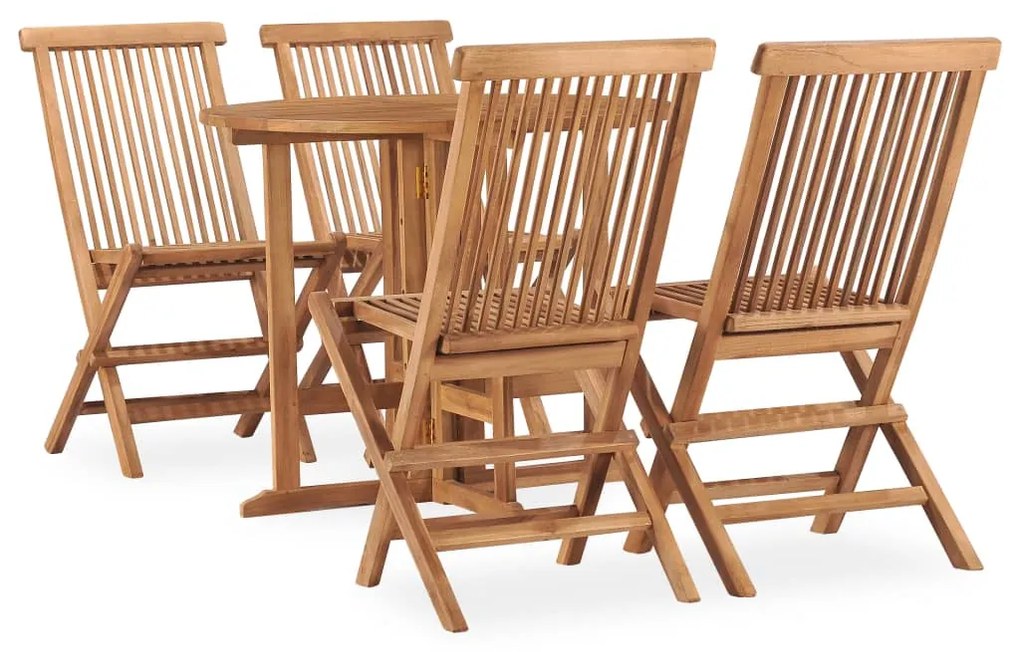 Set Da Pranzo Da Giardino 5 Pz Pieghevole İn Massello Di Teak /