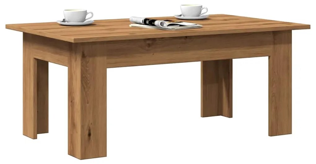 Tavolino Da Salotto Artigianale 100x60x42 Cm Legno Multistrato /