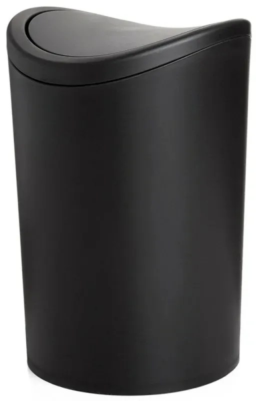 Pattumiera bagno in polipropilene nero 6 Lt con coperchio basculante