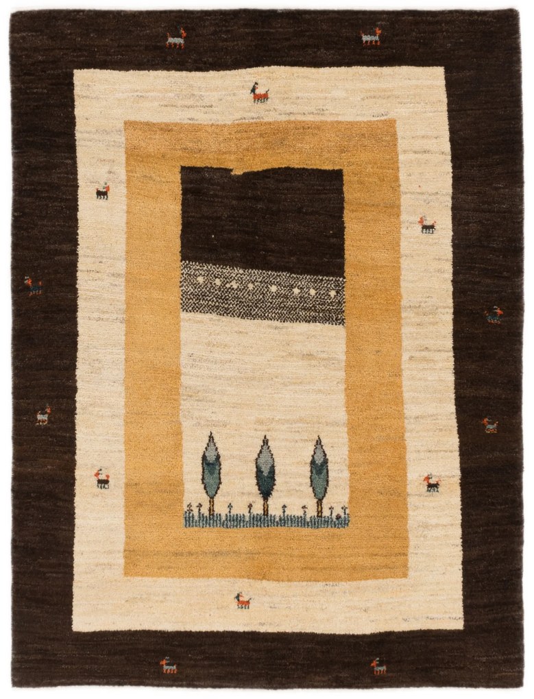 Gabbeh Tappeto 190x150 Beige (Iran) Annodato A Mano