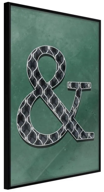 Poster  Ampersand on Green Background  Cornice Quadri Cornice nera, Larghezza x Altezza Home decor 20x30