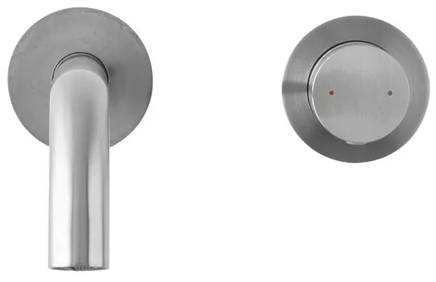Miscelatore lavabo a muro satinato senza leva in acciaio inox Gemini