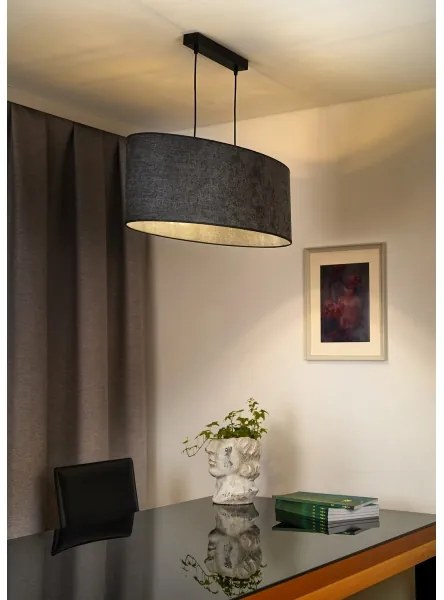 Duolla - Lampadario a sospensione con filo OVAL 2xE27/15W/230V grigio