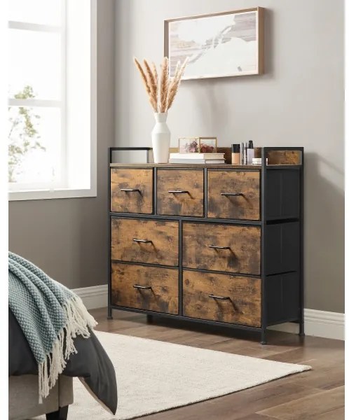 Cassettiera KIRA con cassetti, marrone/nero