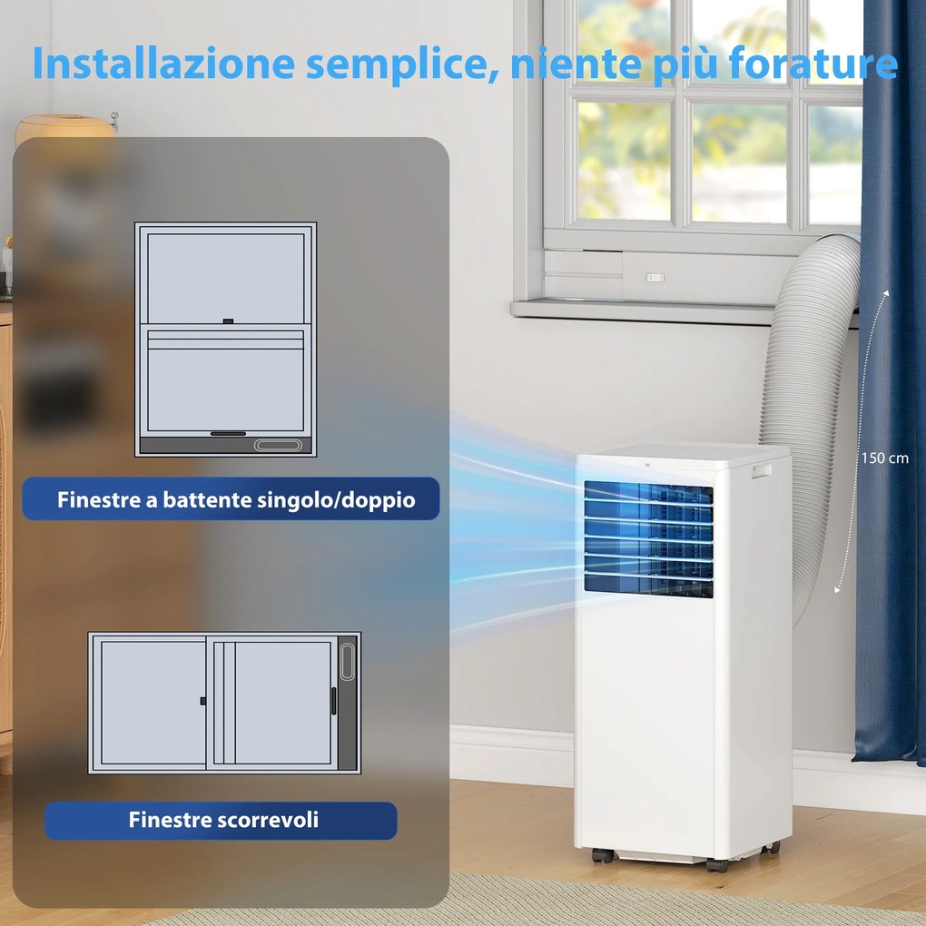 Condizionatore Portatile 7000 BTU Unità 4-in-1 con Raffreddamento Deumidificatore Ventilatore Modalità Notte Bianco...