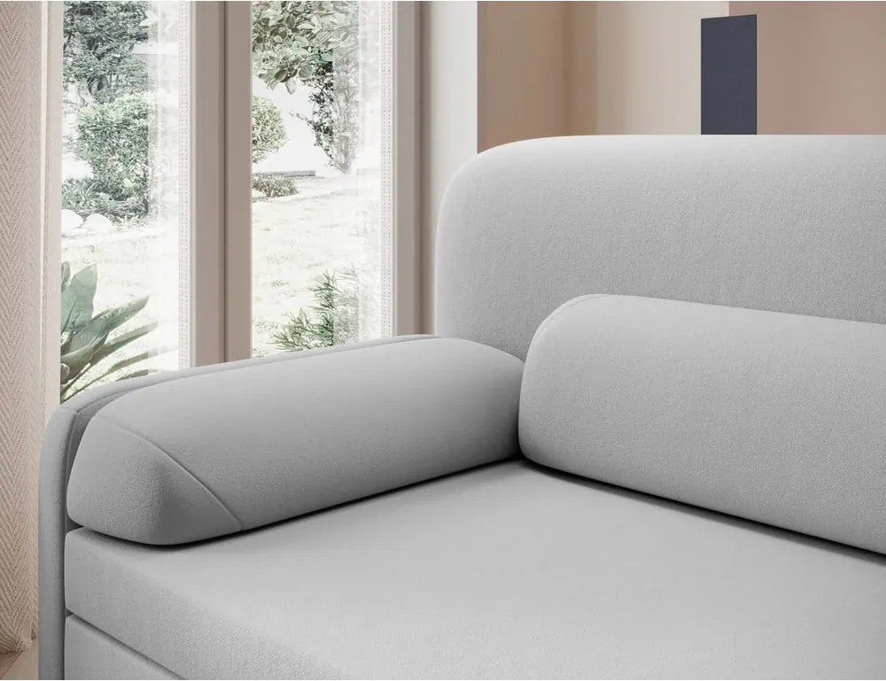 Divano grigio chiaro allungabile/con contenitore e rivestimento in velluto 236 cm Elioss – ELTAP