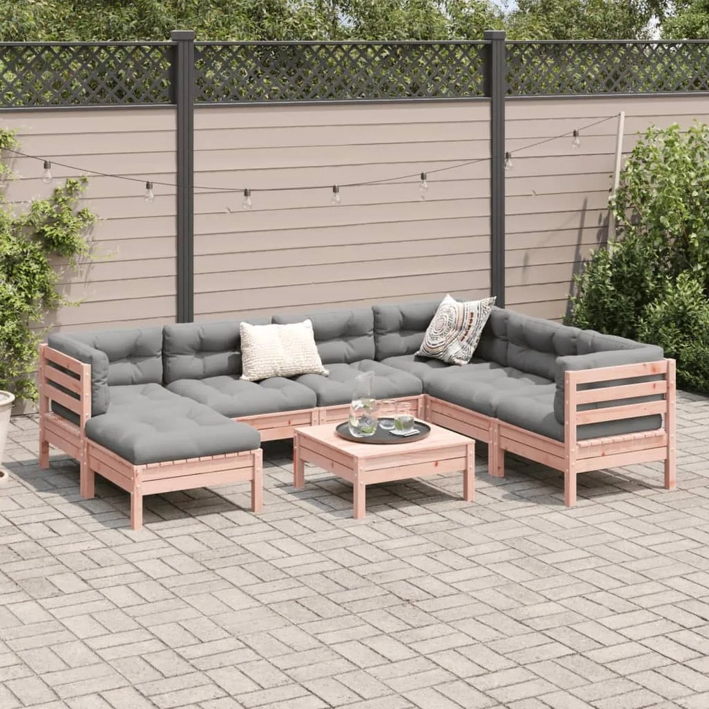Set divani da giardino 8 pz con cuscini massello abete douglas