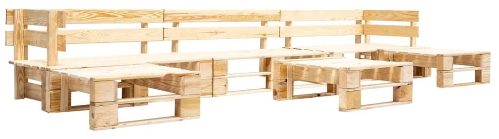 Set divani da giardino su pallet 6 pz naturale in legno