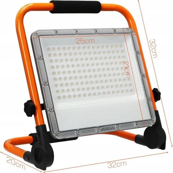 Proiettore LED con stativo, 100 W, 230 V, 4500 K, IP65, arancione