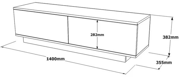 Mobile Porta TV Da Terra 140x35x38 Bianco Con Vani Salvaspazio Fonda