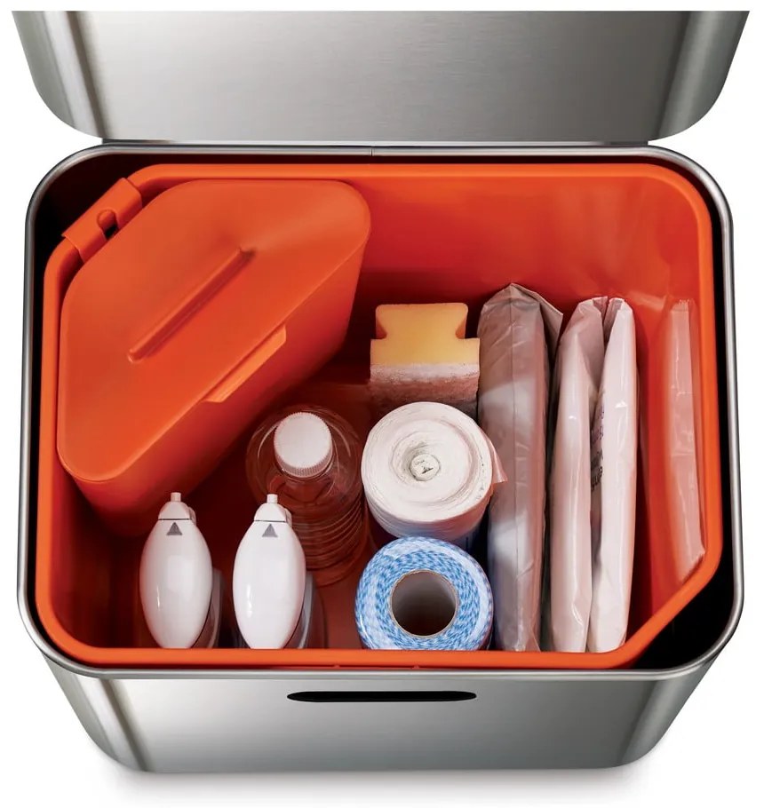 Bidone in acciaio per rifiuti differenziati in argento 60 l Totem Max - Joseph Joseph