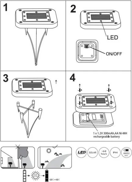 Globo 33414Q-2 - SET 2x Lampada LED solare SOLAR LED/0,8W/1,2V IP44