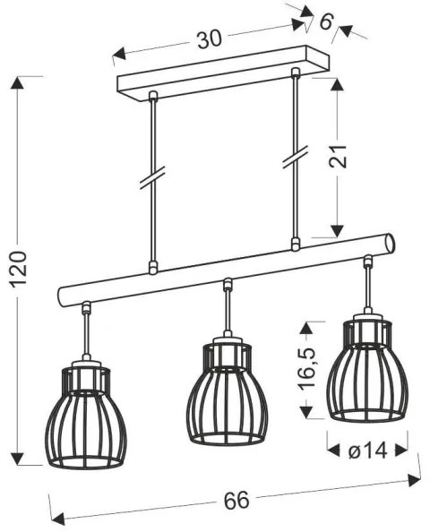 Lampadario su corda BERNITA 3xE27/60W/230V