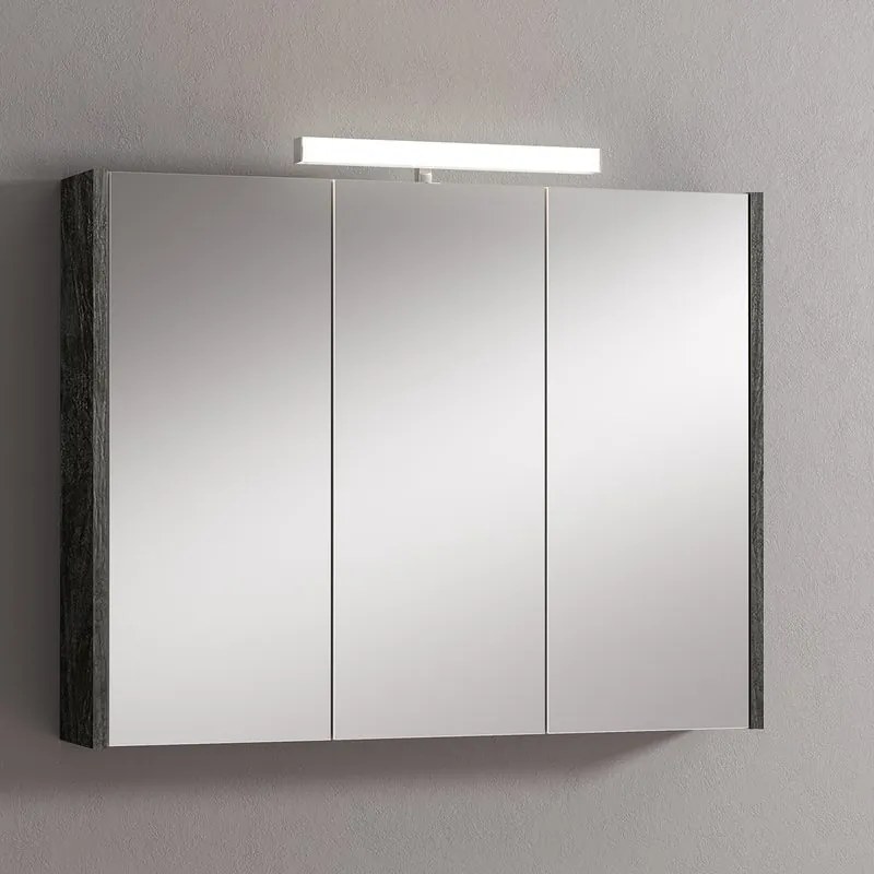 Pensile con luce Akira tigerwood L 90 x H 70 x P 15.5 cm