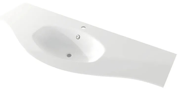 Lavabo da appoggio rettangolare in resina L 138 x P 52 x H 16 cm bianco