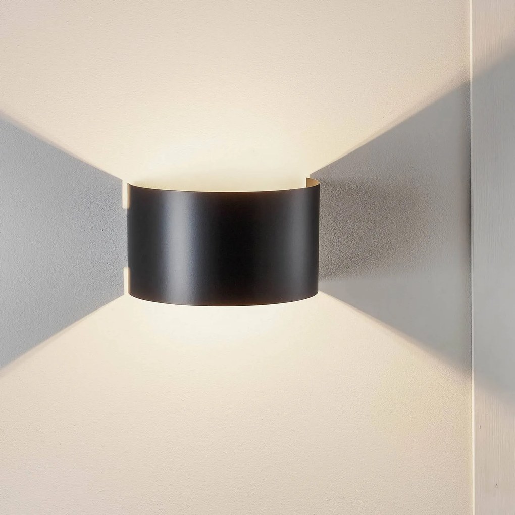 EMIBIG LIGHTING Applique Fold con paralume curvo in nero