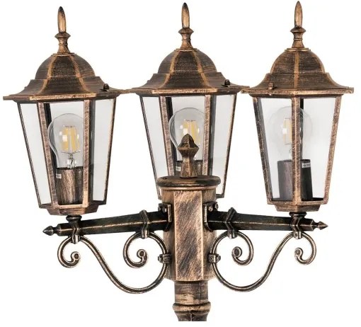 Lampada esterna 3xE27/20W/230V IP43 2,58 m effetto patina