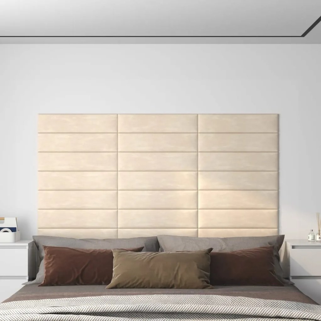 Pannelli Murali 12 Pz Crema 60x15 Cm Velluto 1,08 M² /