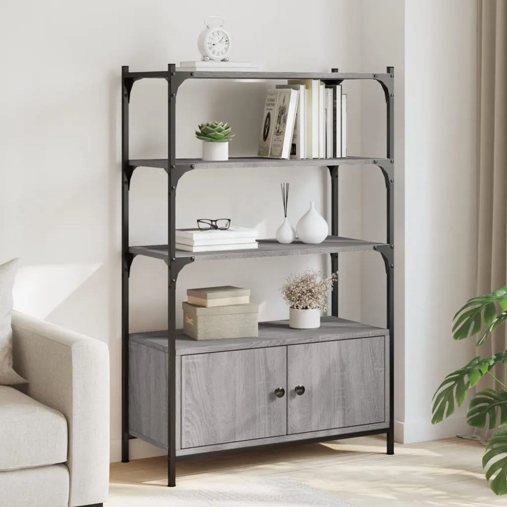 Libreria 3ripiani grigio sonoma 70x30x109,5cm legno multistrato