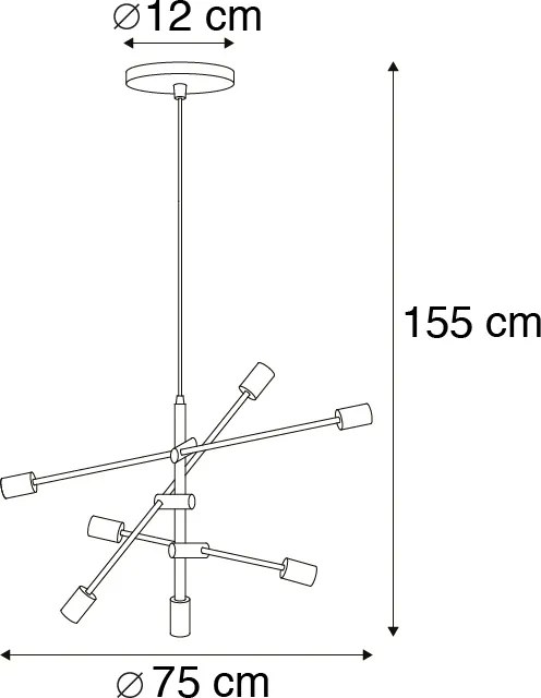 Lampada a sospensione industriale smart nera con 6 WiFi ST64 - Sydney