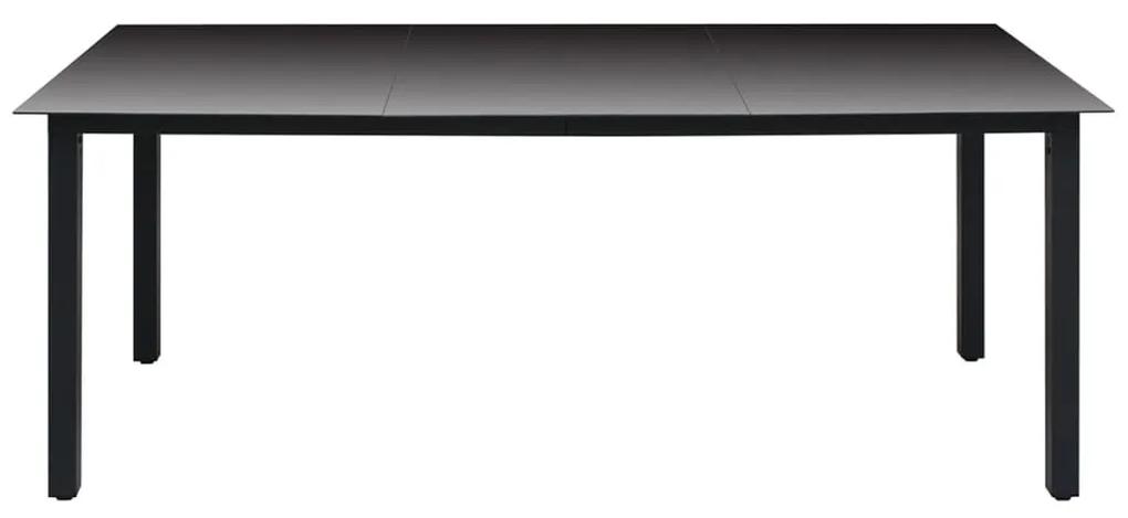Tavolo da Giardino Nero 190x90x74 cm in Alluminio e Vetro