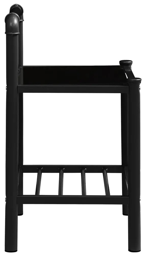 Comodino Nero 45x34,5x62,5 cm in Metallo e Vetro