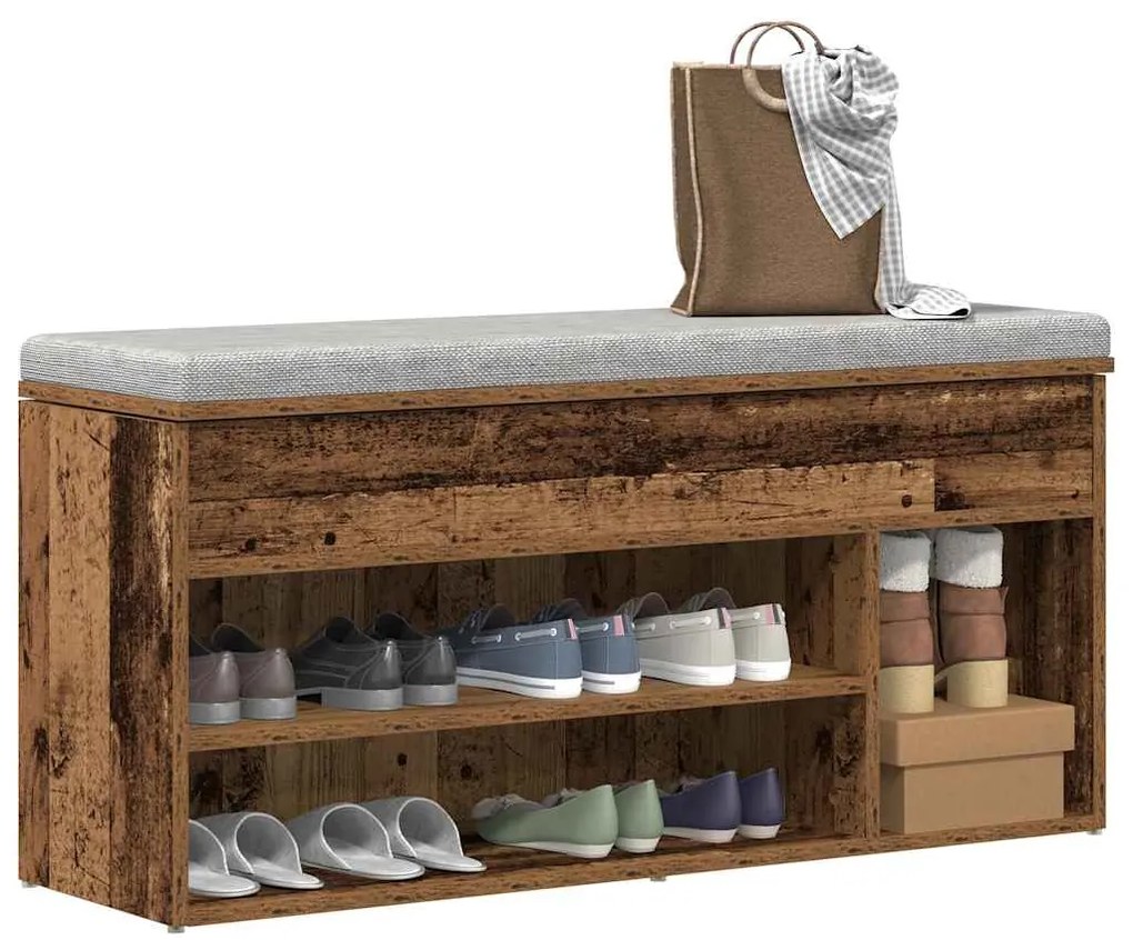 Scarpiera Legno Antico 102x30,5x45 Cm İn Legno Multistrato /