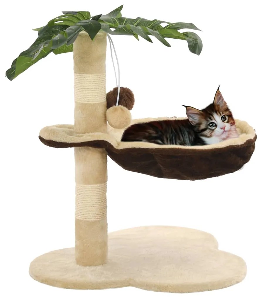 Albero Per Gatti Con Tiragraffi İn Sisal 50cm Beige E Marrone /