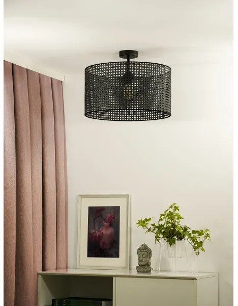 Duolla - Lampadario a plafone ROLLER RATTAN 1xE27/15W/230V diametro 45 cm nero