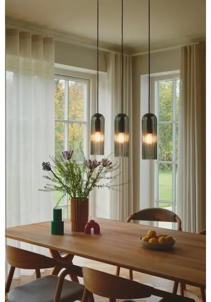 Nordlux - Lampadario a sospensione su cavo MIELLA 3xE27/25W/230V nero/fumé