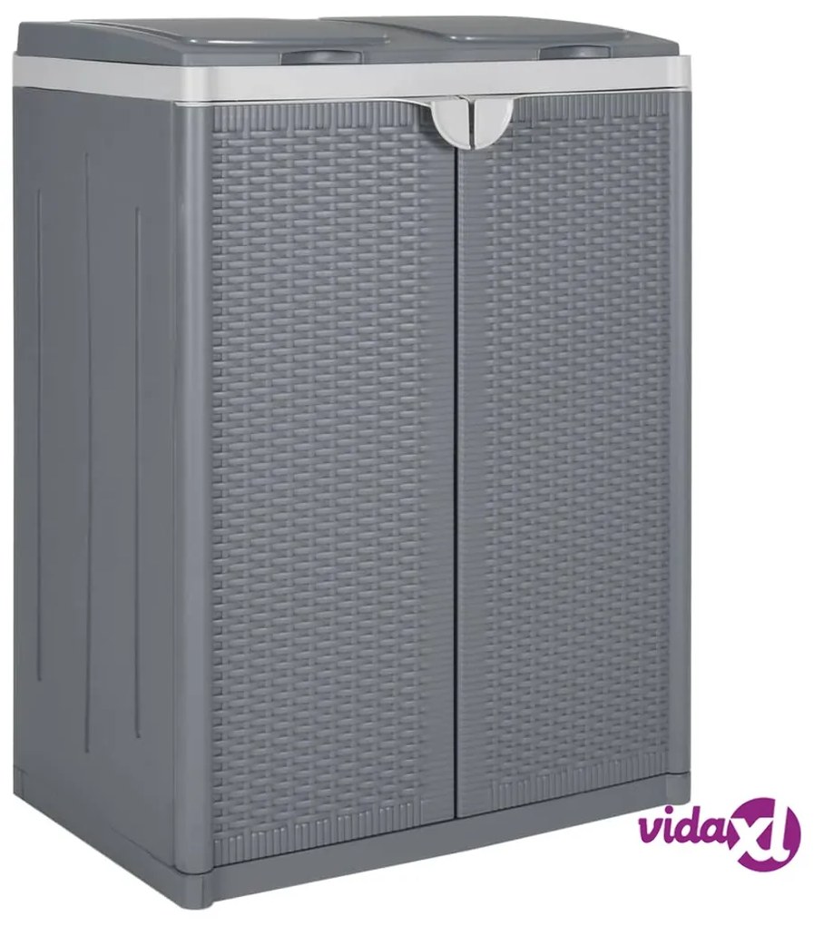 vidaXL Pattumiera a 2 Ante Grigia 65x45x88 cm in PP