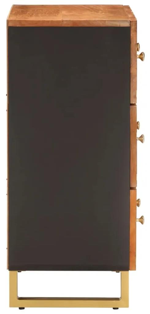Mobiletto marrone e nero 60x33,5x75 cm legno massello di mango