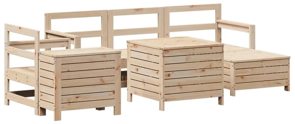 Set divani da giardino 7 pz in legno massello di pino