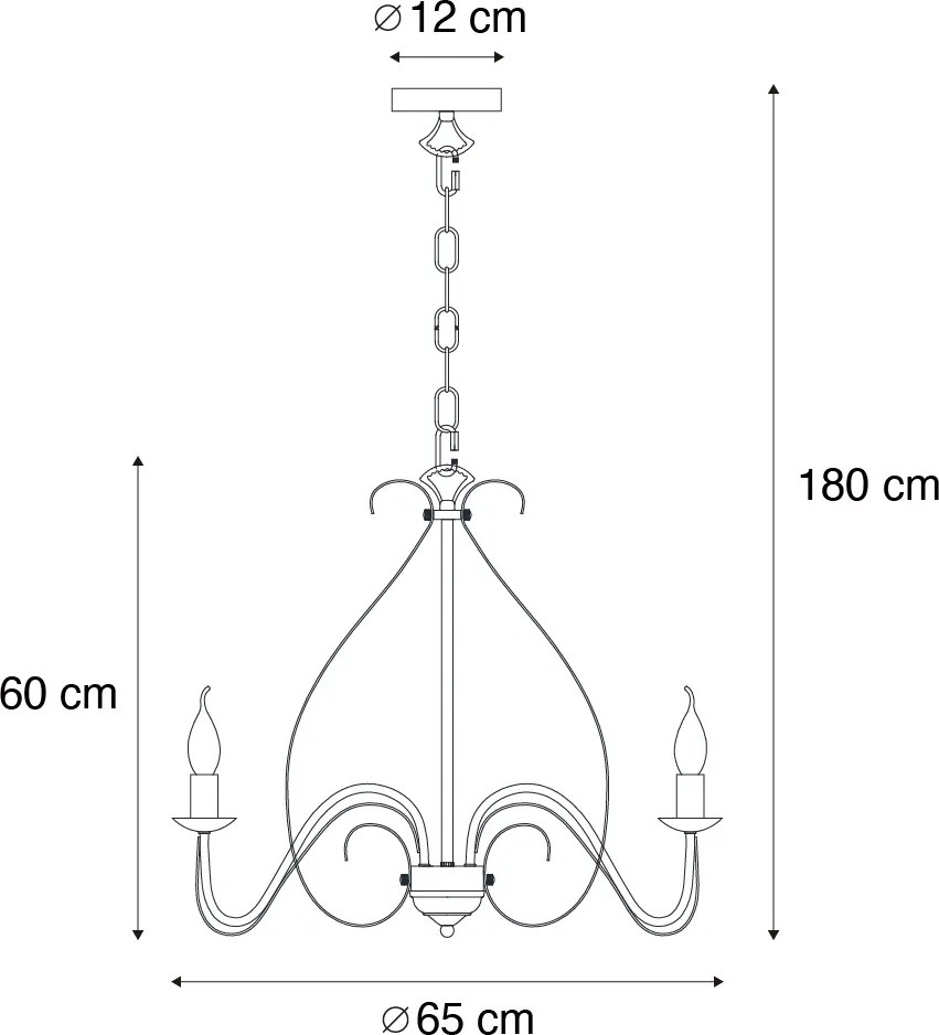 Lampadario intelligente ruggine marrone 8 luci incl. Wifi B35 - Giuseppe