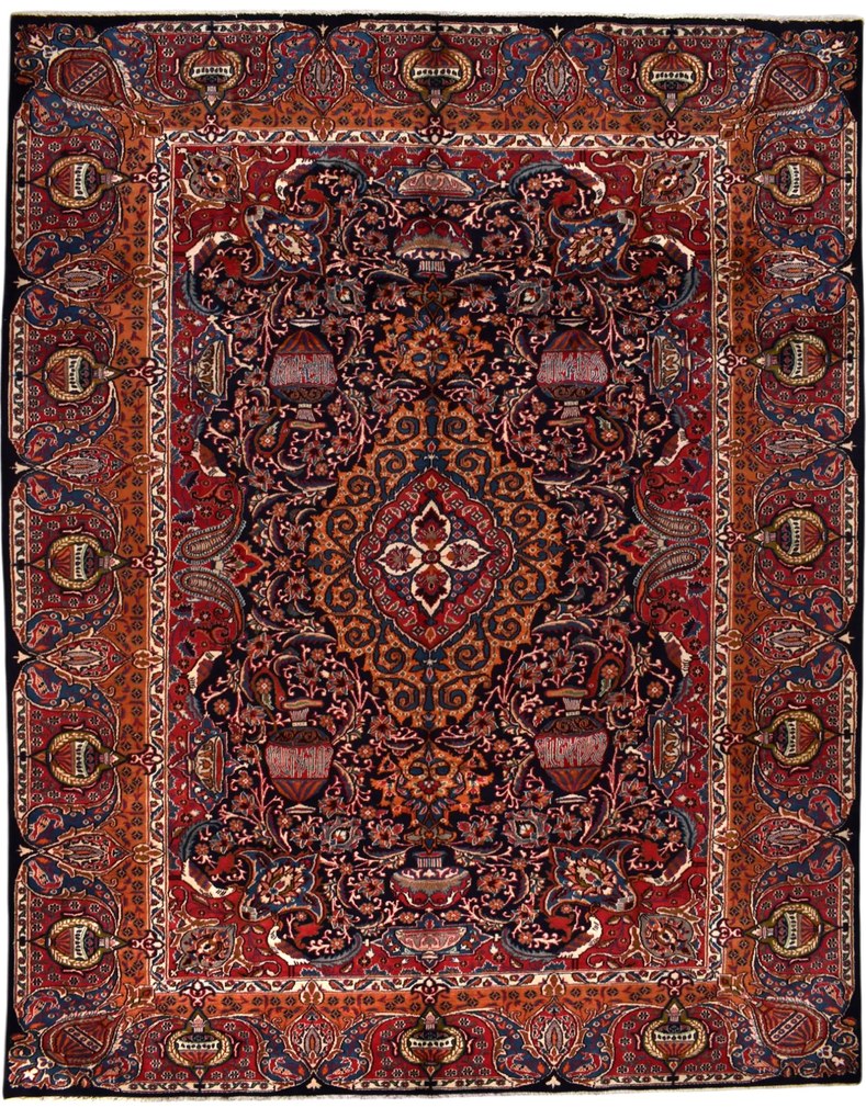 Kashmar Tappeto 380x300 Blu (Iran) Annodato A Mano