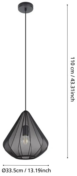 Eglo 43994 - Lampadario a sospensione con filo 1xE27/40W/230V diametro 33,5 cm nero