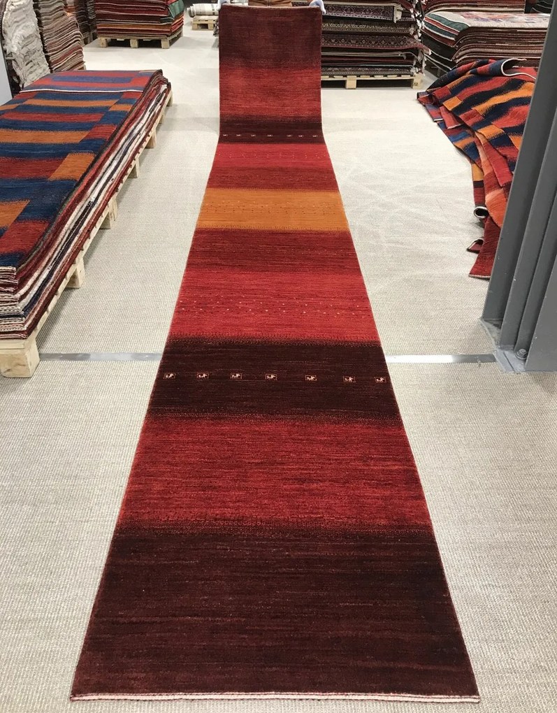 Loribaft Tappeto 520 x 80 Rosso (Iran) Annodato A Mano