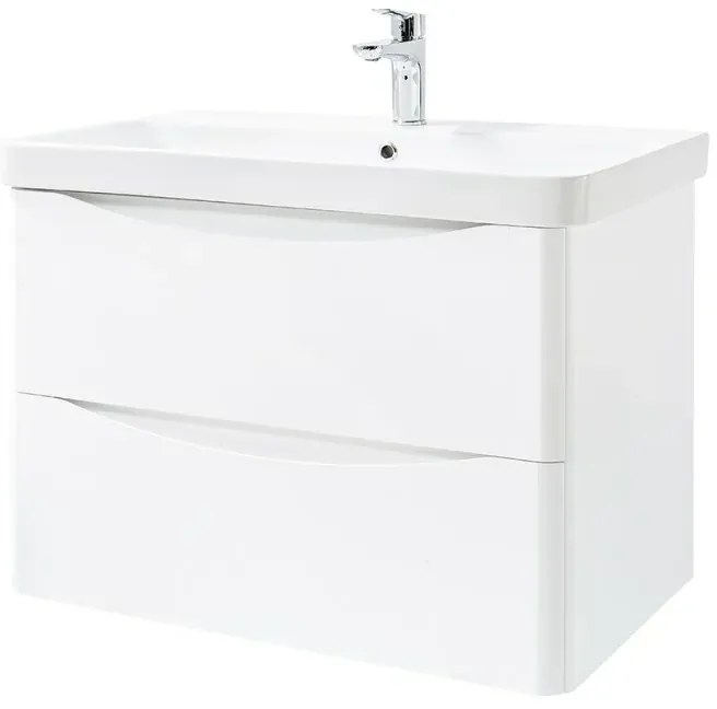 Mobile bagno sospeso 80 cm bianco lucido con specchio reversibile Zen