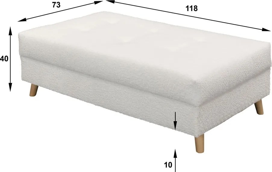 Sgabello in tessuto bouclé bianco Ariella - Ropez