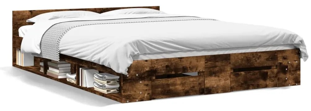 Giroletto Con Cassetti Rovere Fumo 140x200 Cm Legno Multistrato /
