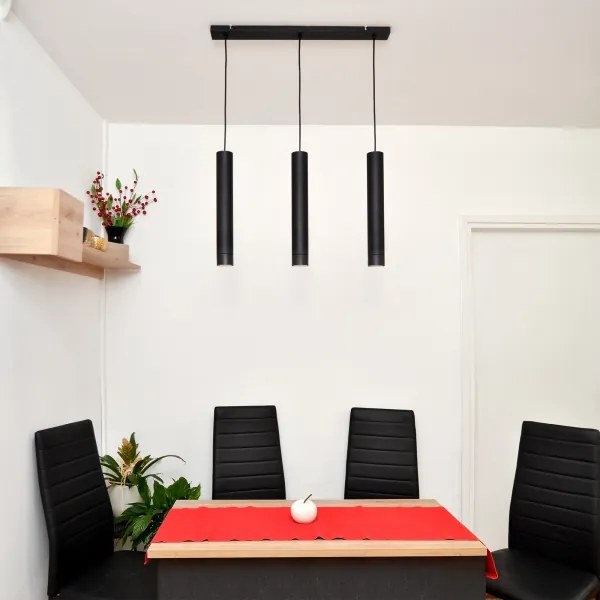 LED Lampadario a sospensione con filo TUBA 3xGU10/4,8W/230V nero