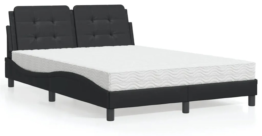 Letto Con Materasso Nero 140x200 Cm İn Similpelle /