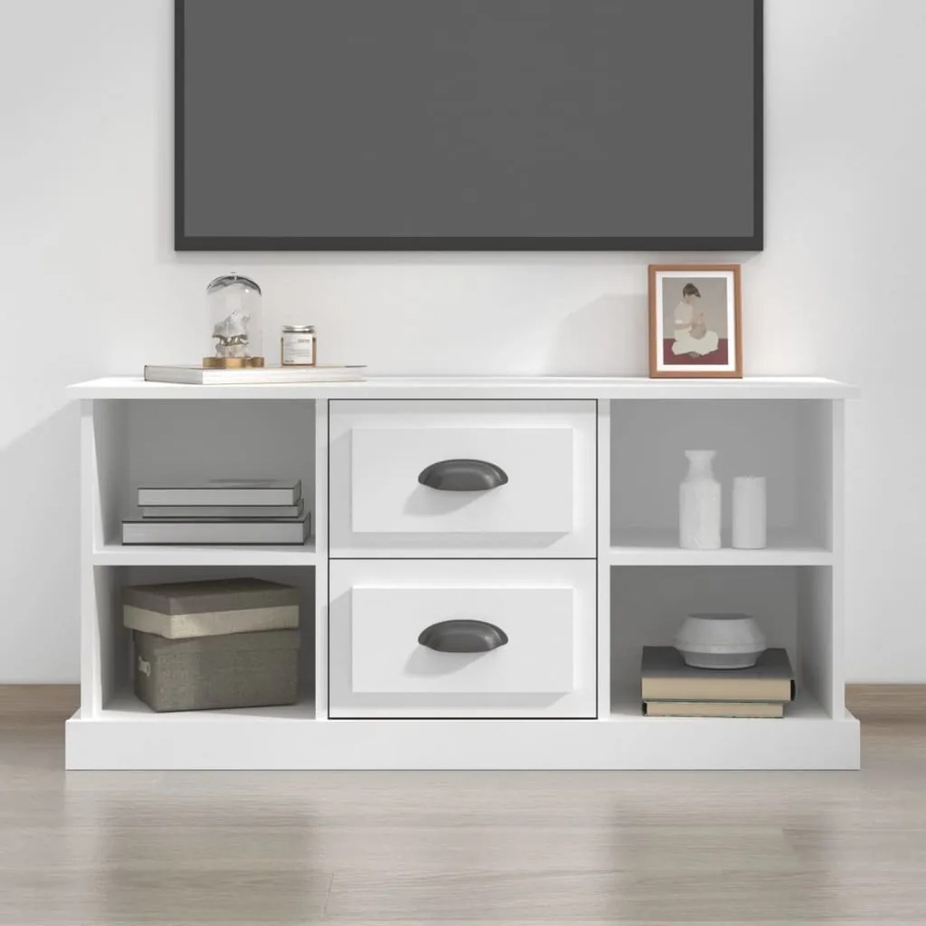 Mobile Porta Tv Bianco 99,5x35,5x48 Cm İn Legno Multistrato /