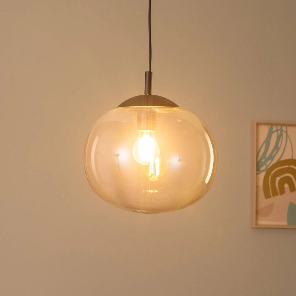 TK Lighting Lampada a sospensione Vibe, vetro grigio grafite trasparente, Ø 30 cm