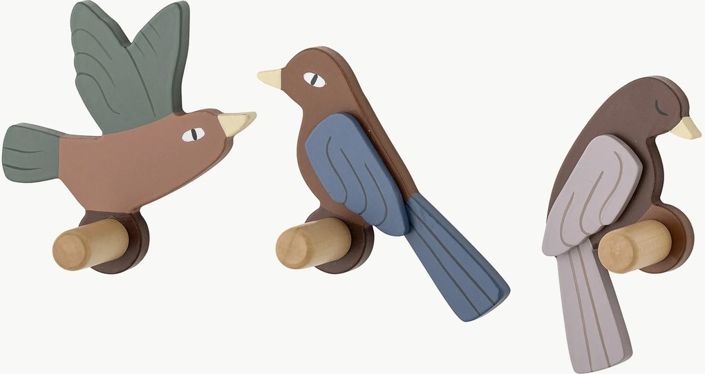 Set di 3 ganci da parete in legno Lewi